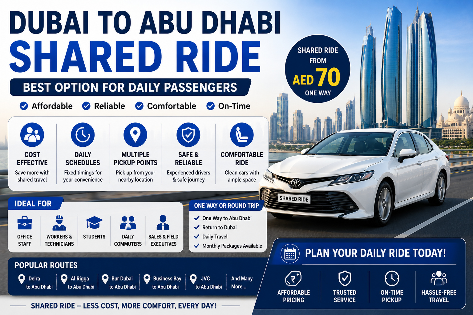 Dubai to Abu Dhabi shared ride — best option for daily passengers